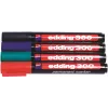 Edding 300-E4 Set de rotuladores, 4 uds., negro/azul/verde/rojo 4-300-4