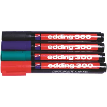 Edding 300-E4 set de rotuladores, 4 uds., negro/azul/verde/rojo 4-300-4