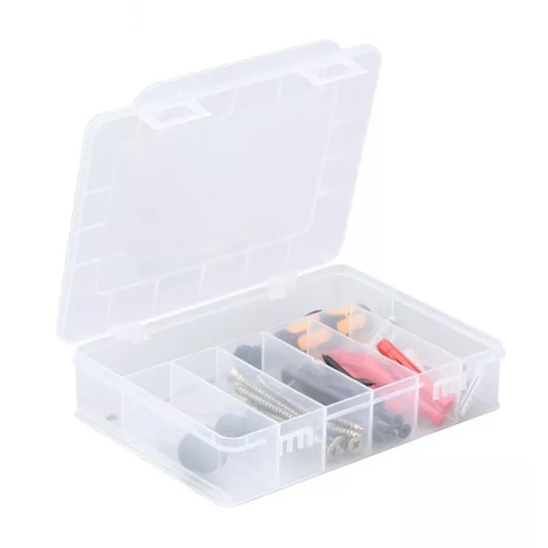 ALLIT EuroPlus Basic caja de surtido 18/7, polipropileno transparente de alto impacto, 7 compartimentos, negro 457180