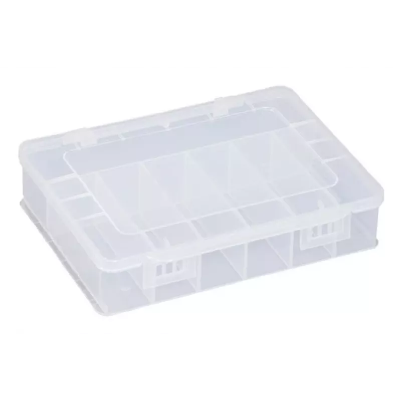 ALLIT EuroPlus Basic caja de surtido 18/7, polipropileno transparente de alto impacto, 7 compartimentos, negro 457180