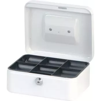 MAUL caja de caudales blanca 200x170x90 mm acero con cerradura de cilindro y 2 llaves 56102-02