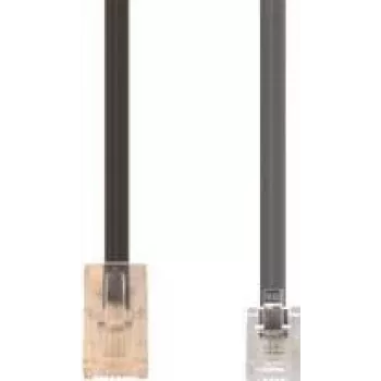 E+P T 91 cable telefónico, RJ-45 a RJ-12, 6 m, contactos dorados, negro/transparente