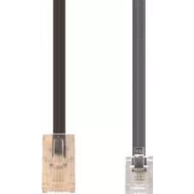 E+P T 91 cable telefónico, RJ-45 a RJ-12, 6 m, contactos dorados, negro/transparente