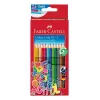 Faber-Castell Colour GRIP Lápices de colores triangulares, colores surtidos, 10 uds., zona Soft-Grip, mina irrompible de 3,3 mm, barniz a base de agua, estuche promocional 201585
