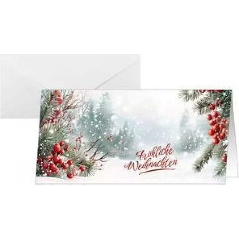 SIGEL DS645 Tarjeta navideña Scandinavian Snow, DIN Lang horizontal, cartulina blanca de 250 g/m², inyección de tinta/láser/fotocopiadora, 1 ud.