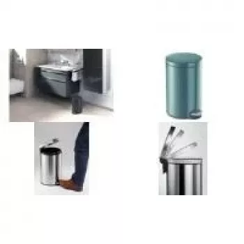 DURABLE Papelera metálica con pedal 12L redonda plateada 341158