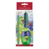 Faber-Castell Dino Jumbo Set de escritura, verde, 3 lápices, mina de 3 mm, ergonómico triangular, irrompible, a partir de 3 años 111529