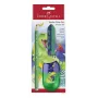 Faber-Castell Dino Jumbo Set de escritura, verde, 3 lápices, mina de 3 mm, ergonómico triangular, irrompible, a partir de 3 años 111529