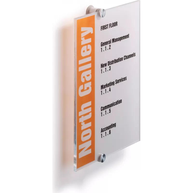DURABLE CRYSTAL SIGN A4 Set de placas de puerta vertical, acrílico transparente, montaje con tornillos 482519