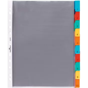 DURABLE Índice de fundas A4, 10 partes, pestañas de colores surtidos, polipropileno 663219
