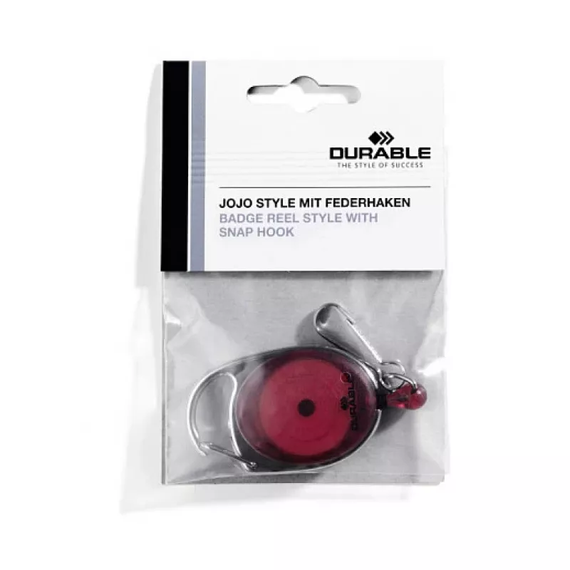 DURABLE Jojo STYLE Portacredencial con gancho de resorte 832703, rojo