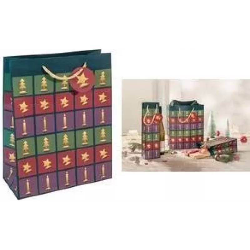 SIGEL Bolsa de regalo de Navidad estilo cut-out, pequeña, papel 157 g/m², mate, 1 ud. (GT047)