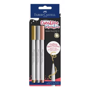Faber-Castell Creative Rotuladores Goldfaber, blíster de 3, tinta a base de agua, inodoro, resistente al roce y a salpicaduras 161108