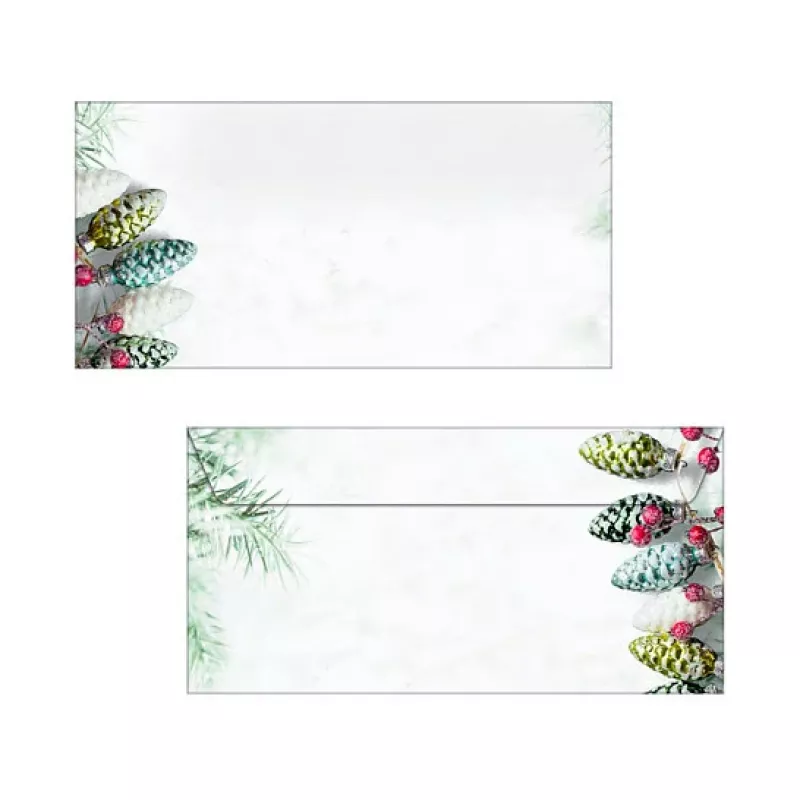 Sigel DU177 Christmas Garland Sobre DIN largo (DL, 110 x 220 mm), sin ventana, blanco/verde, 90 g/m², 50 uds