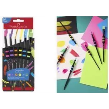 Faber-Castell Set de pinceles de pelo sintético con 6 uds. y zona de agarre soft-touch, resistente, sintético suave - 1 ud. (481622)