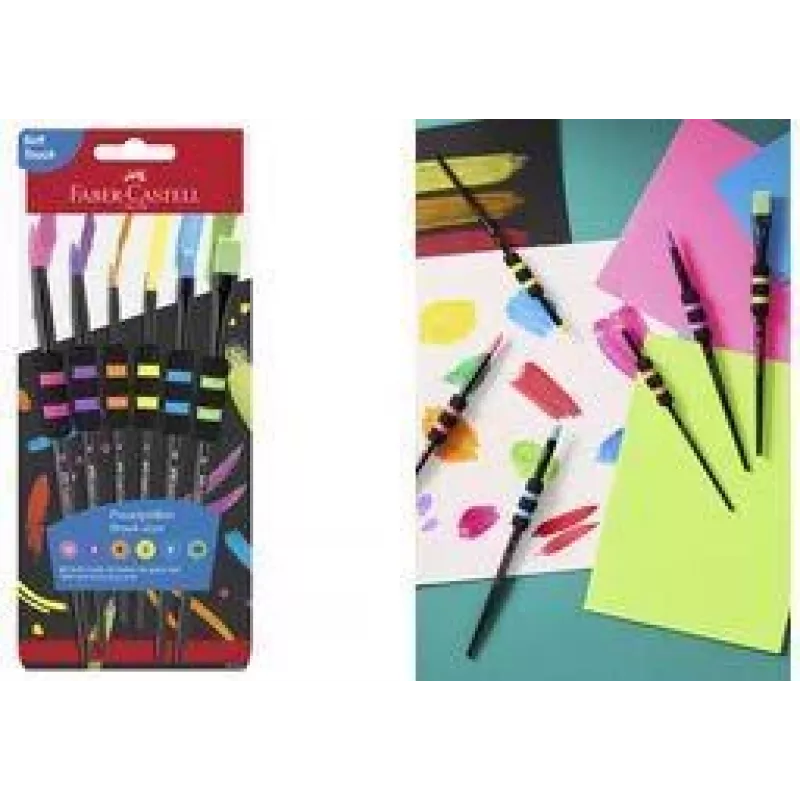 Faber-Castell Set de pinceles de pelo sintético con 6 uds. y zona de agarre soft-touch, resistente, sintético suave - 1 ud. (481622)