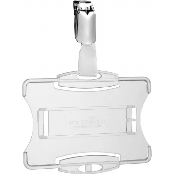 DURABLE Portatarjetas ID con clip giratorio, transparente, para 1 tarjeta, pack de 25 811819