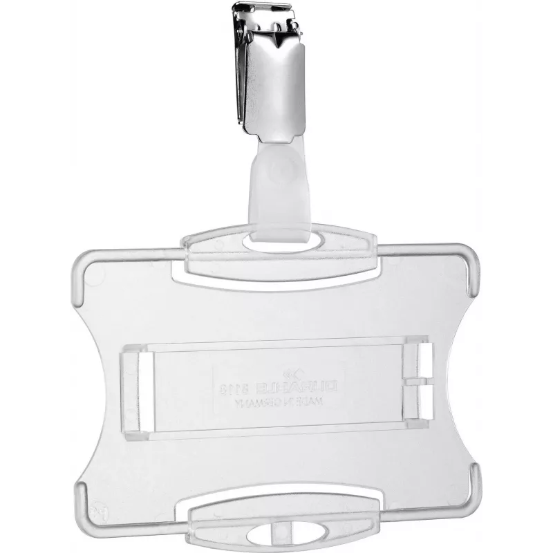 DURABLE Portatarjetas ID con clip giratorio, transparente, para 1 tarjeta, pack de 25 811819