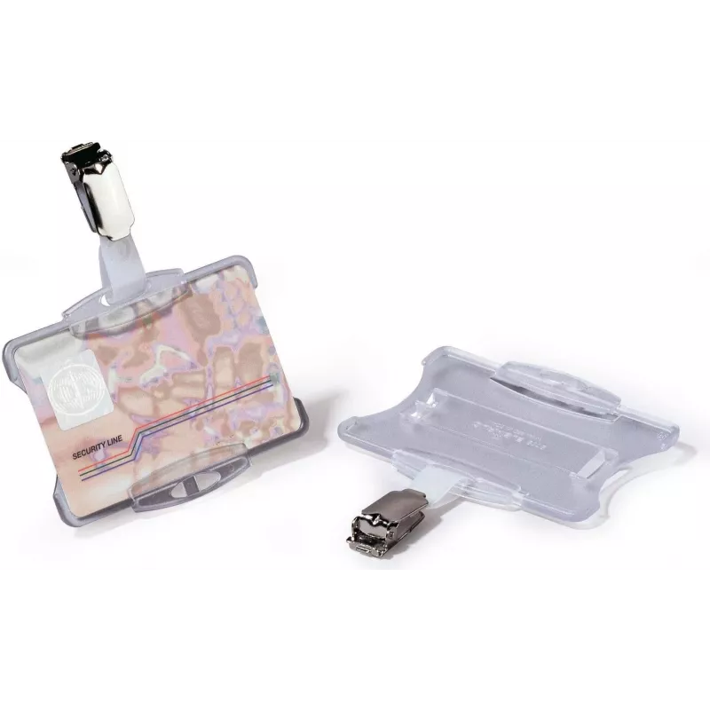 DURABLE Portatarjetas ID con clip giratorio, transparente, para 1 tarjeta, pack de 25 811819