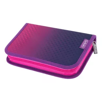 HERLITZ Estuche escolar Dip Dye rosa/lila, 31 piezas, poliéster, 205 x 140 x 38 mm, 2 solapas, cremallera 400205910