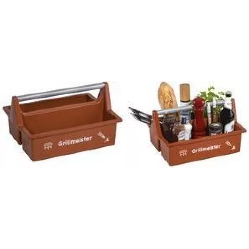 allit McPlus Carry Grillmeister Maletín de transporte marrón con asa de aluminio, 2 compartimentos grandes 8500908000