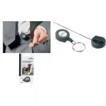 DURABLE Llavero retráctil Jojo con anilla, negro, cordón de 80 cm, pack de 10 822258