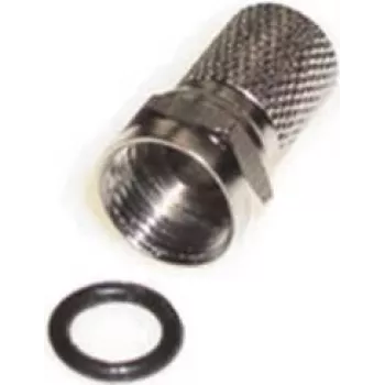 e+p F 100 Conector F, macho, conector roscado, conector coaxial, pack de 2, 75 ohmios, latón niquelado