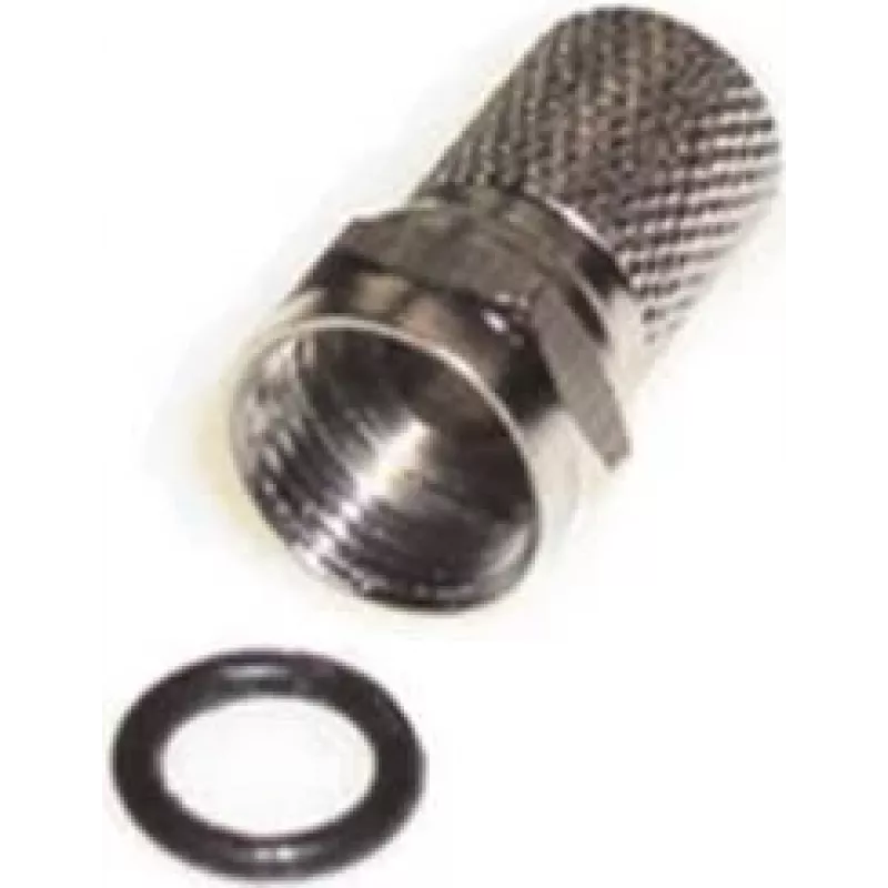 e+p F 100 Conector F, macho, conector roscado, conector coaxial, pack de 2, 75 ohmios, latón niquelado