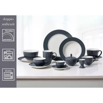Ritzenhoff & Breker Doppio Antracita Plato sopero 220 mm porcelana, set de 6 430219