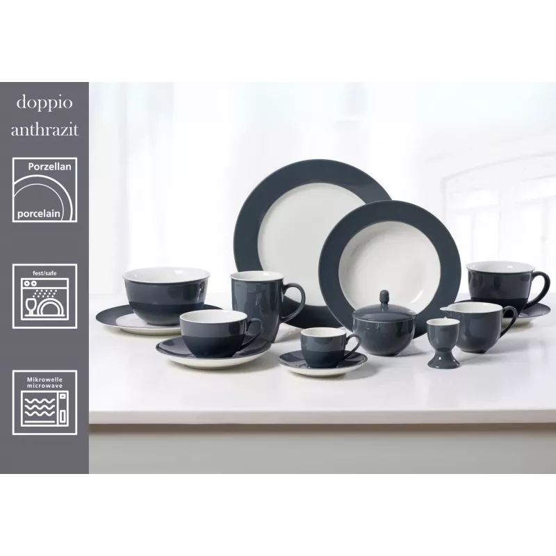 Ritzenhoff & Breker Doppio Antracita Plato sopero 220 mm porcelana, set de 6 430219