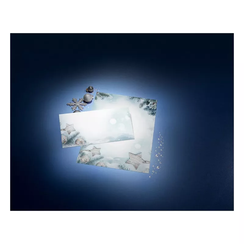 SIGEL Snow Star Papel de diseño DL 110 x 220 mm 80 g/m² azul/blanco DU312