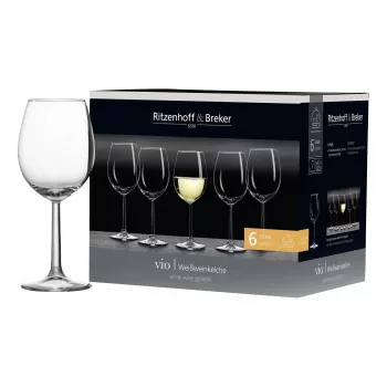 Ritzenhoff & Breker VIO Copa de vino blanco, 320 ml, apta para lavavajillas, forma redondeada, altura 200 mm, set de 6 (812169)