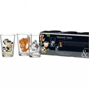 Ritzenhoff & Breker HOFTIERE animales de granja set de 3 vasos, estampado decorativo 819243