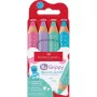 Faber-Castell Grippy Pastel lápices de colores triangulares, pack de 4, mina jumbo blanda para manos pequeñas 110702