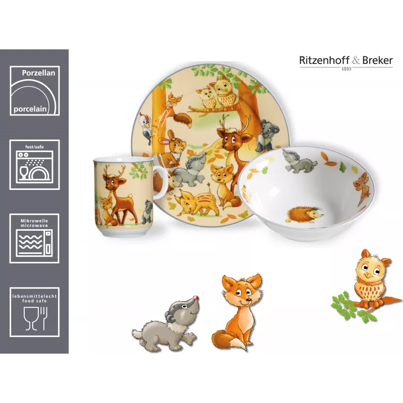 Ritzenhoff & Breker vajilla infantil set animales del bosque, 3 piezas (422412)