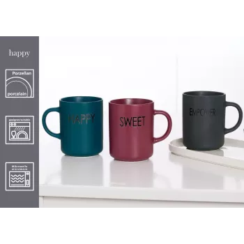 Ritzenhoff & Breker EMPOWER tazas de café de porcelana grises, 390 ml, set de 4 425758