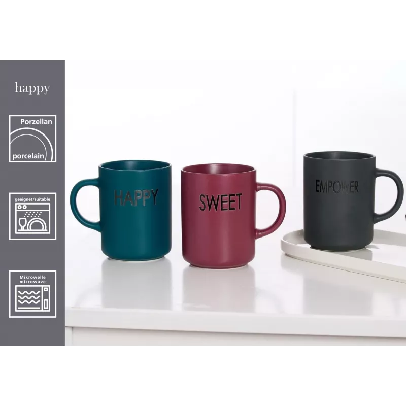 Ritzenhoff & Breker EMPOWER tazas de café de porcelana grises, 390 ml, set de 4 425758