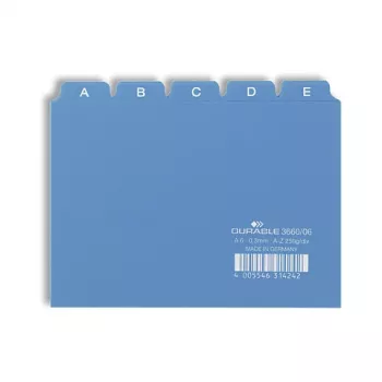 DURABLE A6 índice A-Z, 25 separadores, polipropileno, gris, gofrado, 1 set 366006