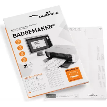 DURABLE BADGEMAKER etiquetas insertables 52 x 100 mm, blanco, 100 uds. 145802