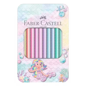 Faber-Castell Sparkle lápices de colores triangulares jumbo, set de 10 piezas, colores surtidos, mina de 3,8 mm, zona Soft-Grip, resistentes a la rotura, madera certificada FSC 210910
