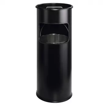 DURABLE Papelera metálica 17L redonda con cenicero, negra 333001