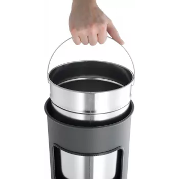 DURABLE Papelera metálica 17L redonda con cenicero, negra 333001