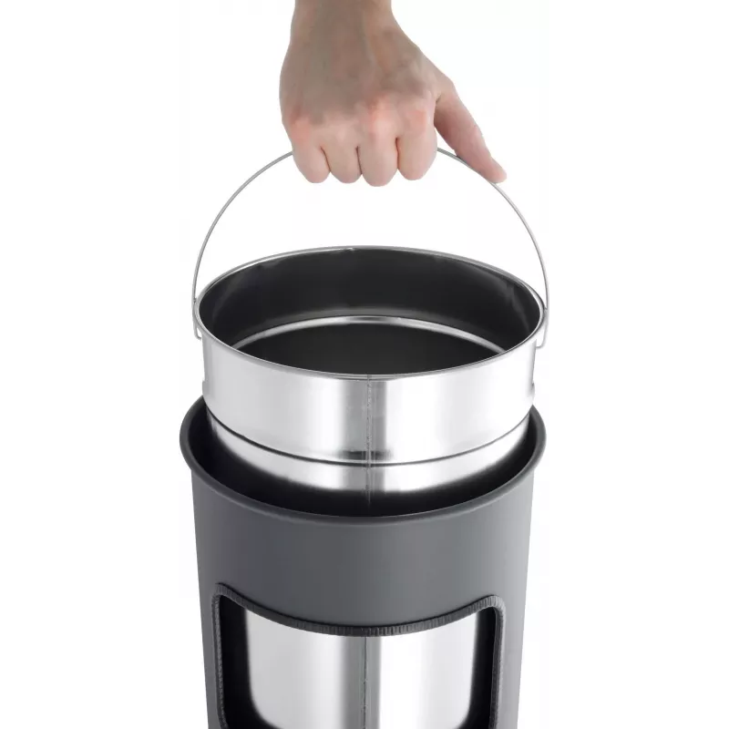 DURABLE Papelera metálica 17L redonda con cenicero, negra 333001