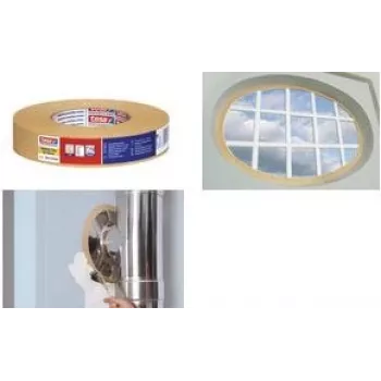 Tesa 4319 Cinta de carrocero de papel crepé, 38 mm x 50 m, crema, adhesivo de caucho natural, resistente al desgarro, bordes de pintura nítidos 04319-00008-00