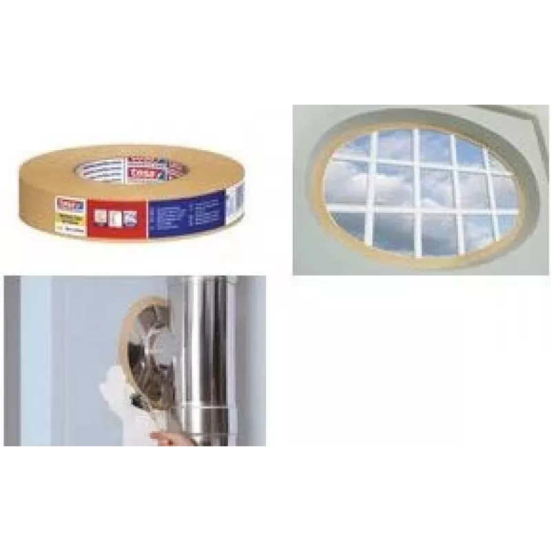 Tesa 4319 Cinta de carrocero de papel crepé, 38 mm x 50 m, crema, adhesivo de caucho natural, resistente al desgarro, bordes de pintura nítidos 04319-00008-00