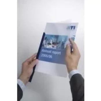 DURABLE Tiras de encuadernación con pinza A4, capacidad de 100 hojas, PP transparente, pack de 50 293919
