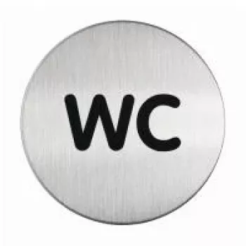 DURABLE PICTO Señal para puerta de WC, redonda 83 mm, autoadhesiva, plata/negro 490723