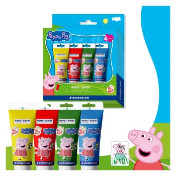 STAEDTLER Noris junior Peppa Pig Pinturas de dedos, 4 x 150 ml, a partir de 2 años 8814 L1
