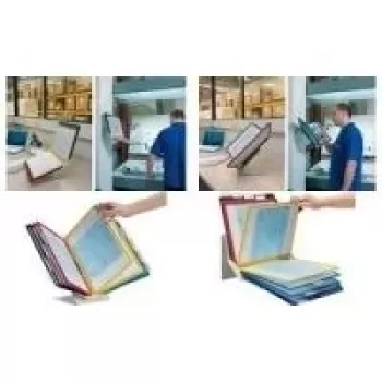 DURABLE VARIO PRO 10 A4 Sistema de paneles de exposición con soporte de mesa, 10 paneles, gris/negro 557900