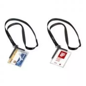 DURABLE 820758 Portatarjetas ID transparente con clip y pin, pack de 10
